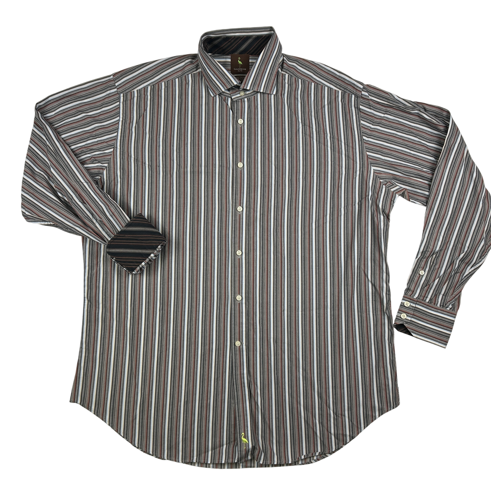Tailor Byrd Shirt Mens XL Striped Button Down Long Sleeve Dress Casual